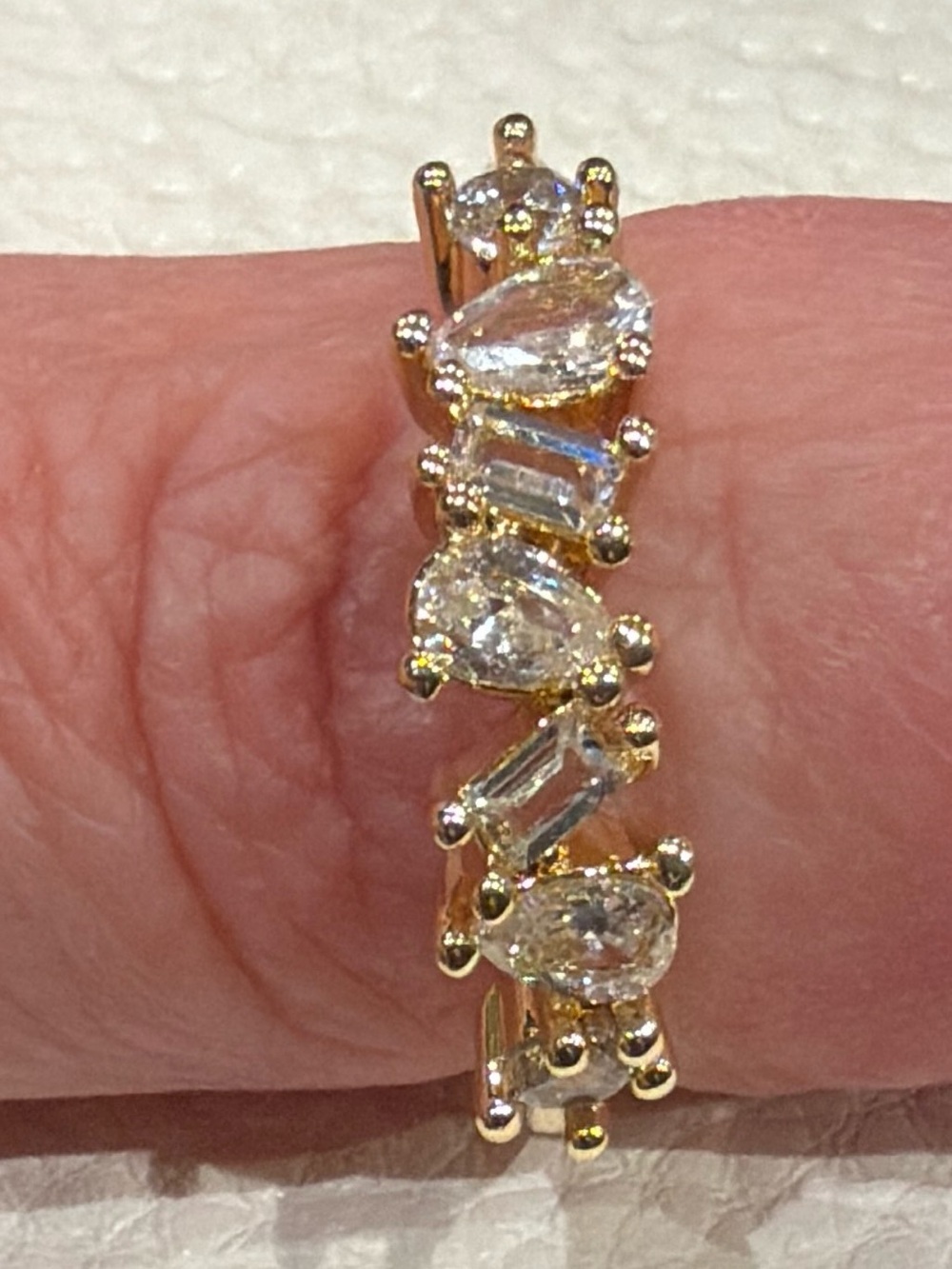 18K GF Baguette & Teardrop Band - White Lab Sapphire Stones *NEW